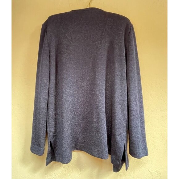 S.L. Petites Womens 10P Striped Knit Sweater Cardigan Blue Casual Lightweight - Picture 2 of 8